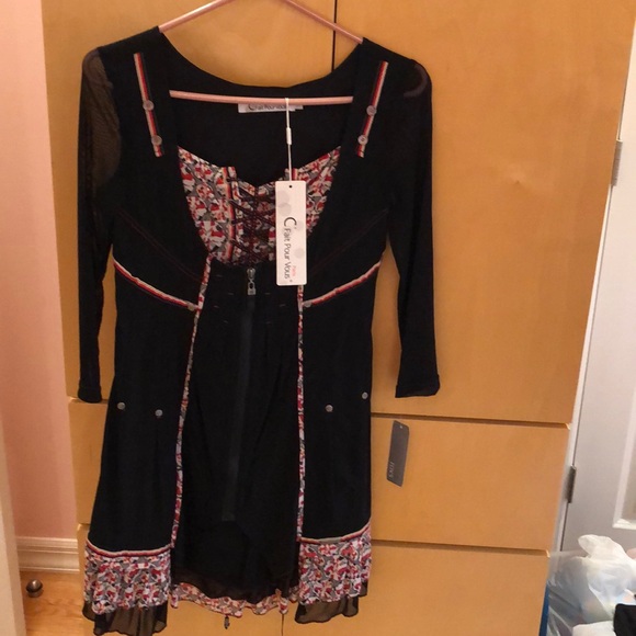 C’Fait Pour Vous Paris Dresses & Skirts - French designer !! NWT size 1-2 unique black dress